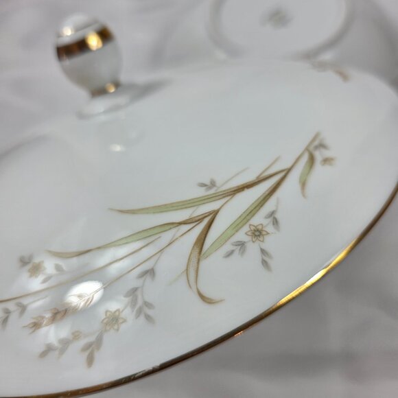 Fine China of Japan Golden Harvest Covered Vegetable Bowl Gold Wheat Sprays - Picture 14 of 14